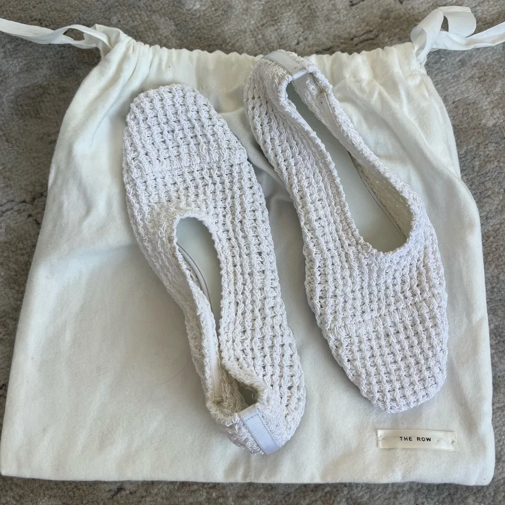 THE ROW WHITE CROCHET FLATS - Picture 1 of 6